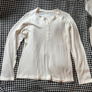 basin + range Waffle Henley Long Sleeve Top, Size XL, Color Pristine